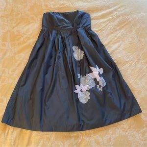 Gap Strapless Silk Dress with Floral Appliqué